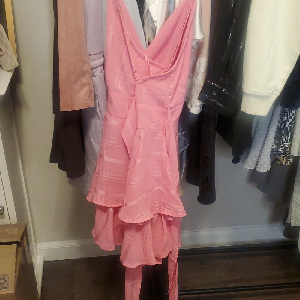 Pink Lily Pink V-Neck Tiered Mini Dress - Picture 6 of 6